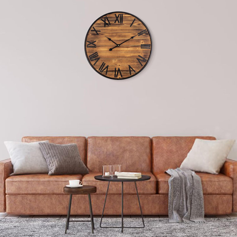 Horloge murale 24 po, Brun