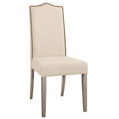 Elegant Beige 22.5" Dining Chair with Tufted Back and Nailhead Trim