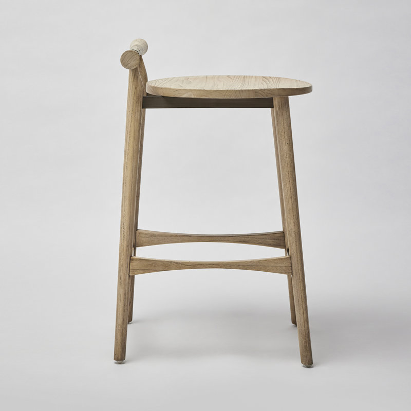 Madeira Upholstered Stool with Solid Wood Frame, Washed Taupe