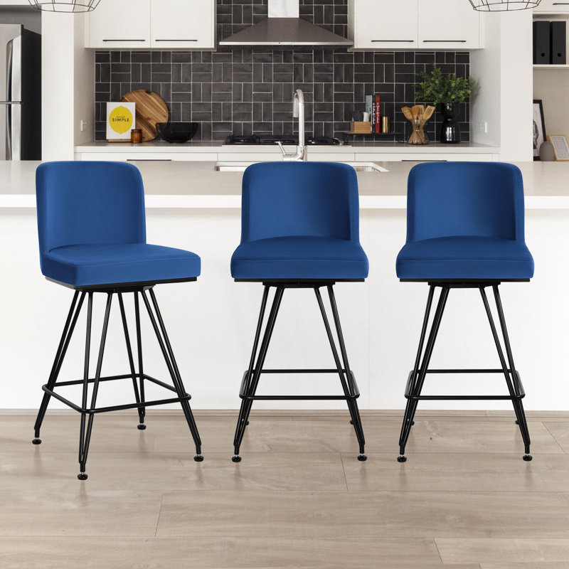 Tabouret de comptoir pivotant 26 po Julie, Bleu, 2