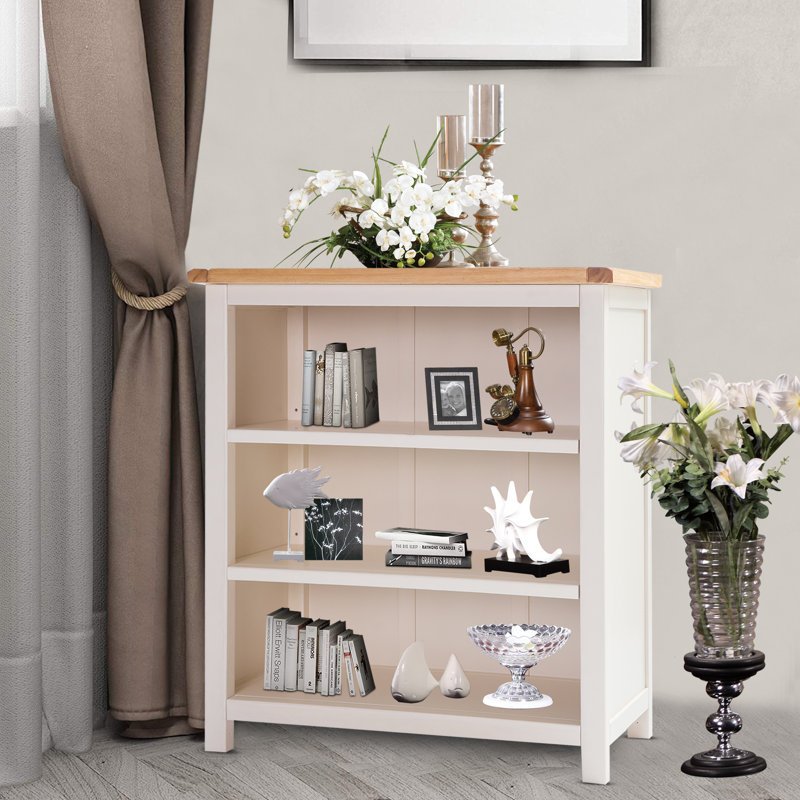 Bibliothèque en bois massif Arise-Sun, (3 tablettes) H 35,4 po x l 35,2 po x P 13,3 po, Rouge ambre