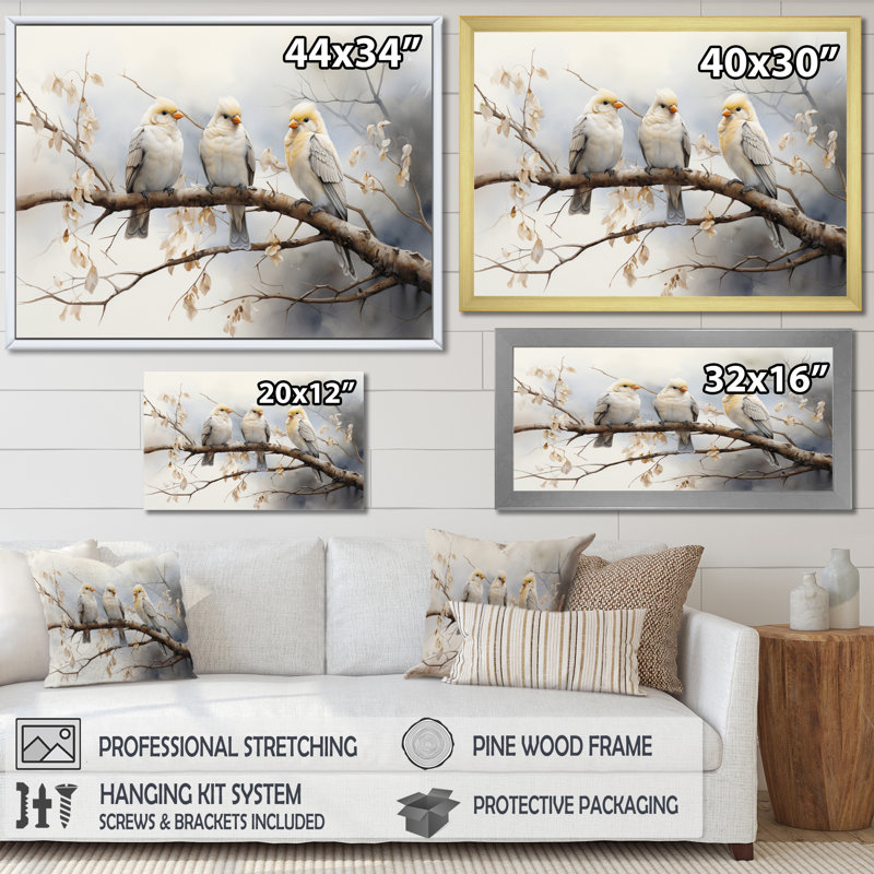 Oiseau Silent Watcher VII - animaux, art mural, salon, Cadre naturel flottant, H 24 po x l 32 po x P 1 po