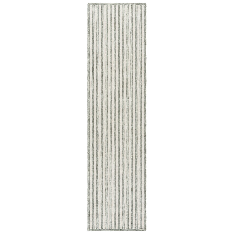 Martha Stewart Hand Tufted Wool;Cotton Striped Indoor Rug, 2'-3" X 9'-0" Runner