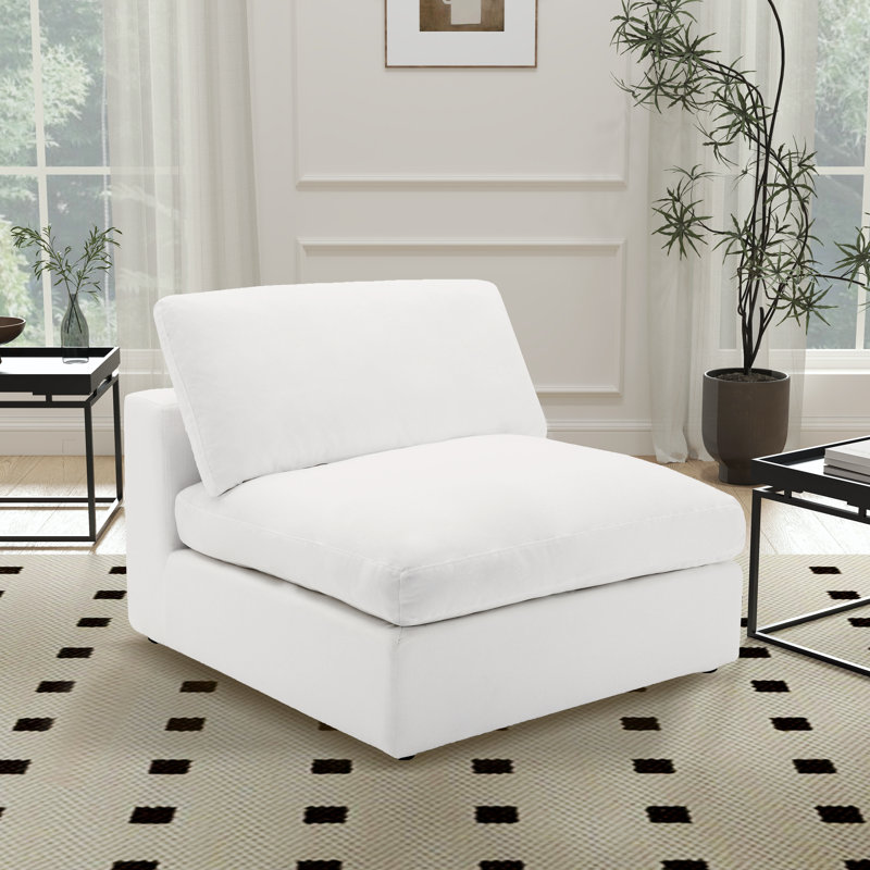 Chaise sans accoudoirs Haruyoshi, Mélange de polyester blanc
