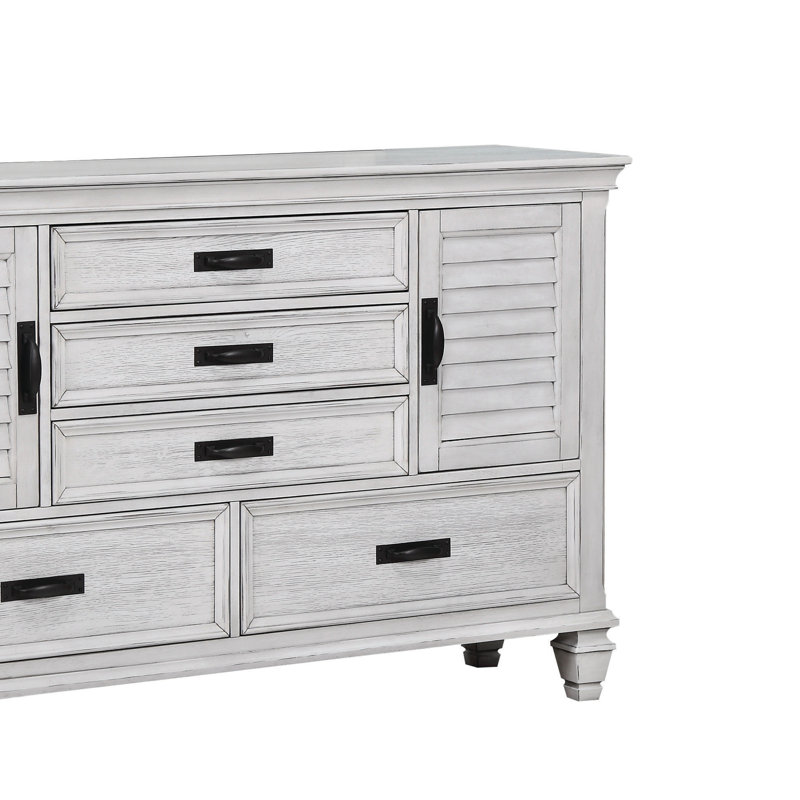 Commode combinée 5 tiroirs Clemen, Blanc