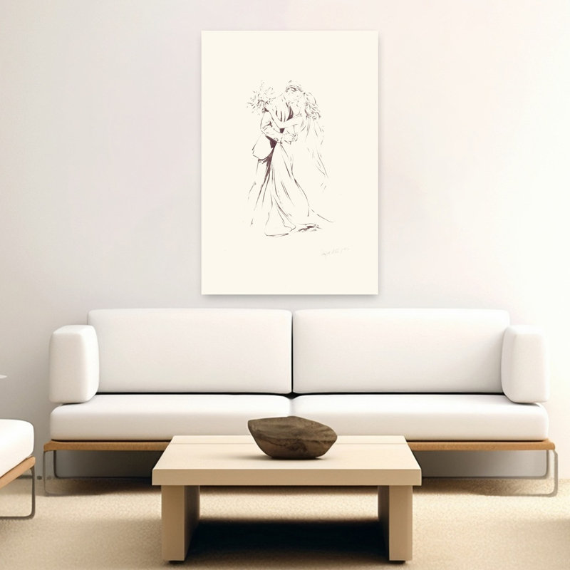 26 WElegant Sketch Of A Bride And Groom Embracing by Rafal Kulik - Wrapped Canvas Print, 152.4 cm H x 101.6 cm W