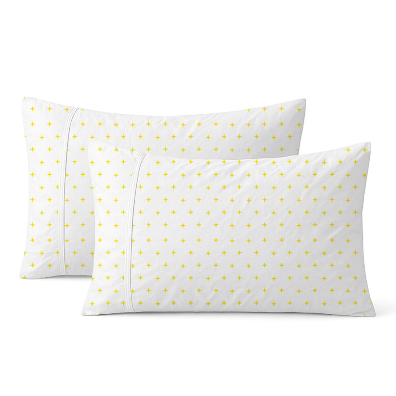 Plus Embroidered Cotton Sheet Set, Yellow, King Sheet Set