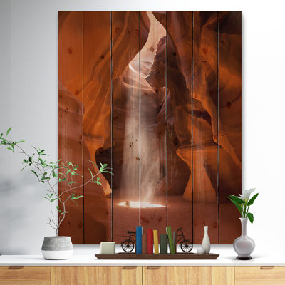 Faisceau de lumière dans le canyon Antelope en Arizona - peinture sur bois sans cadre