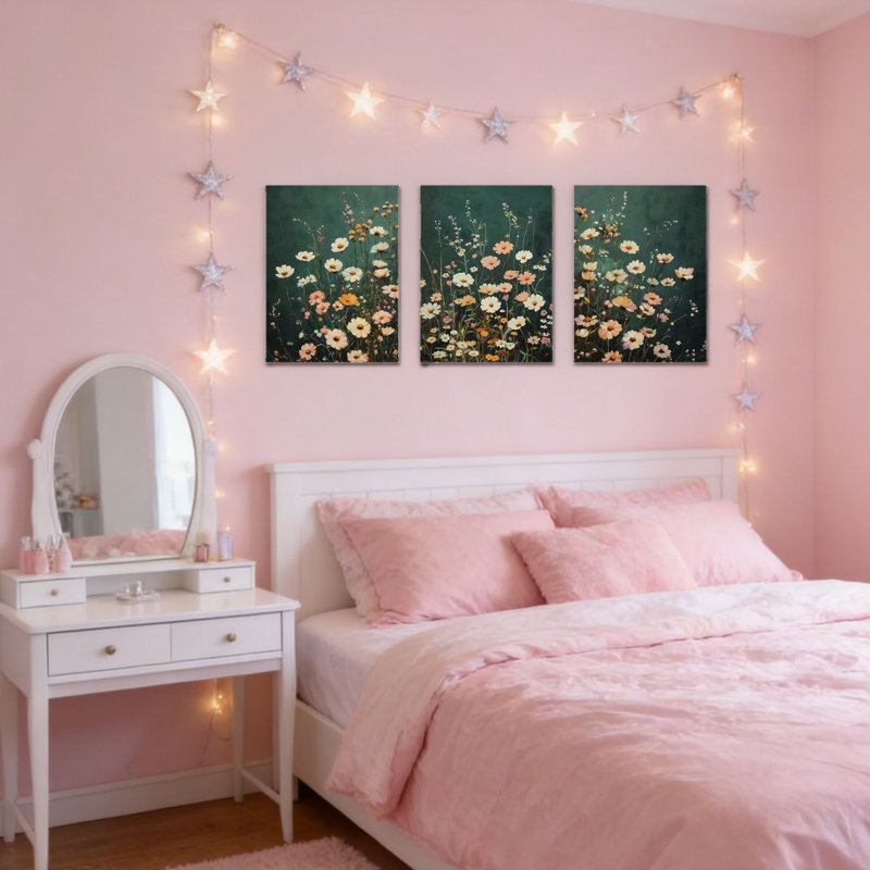 3 pièces d'art mural sur toile sans cadre botanique 16 "x 24"