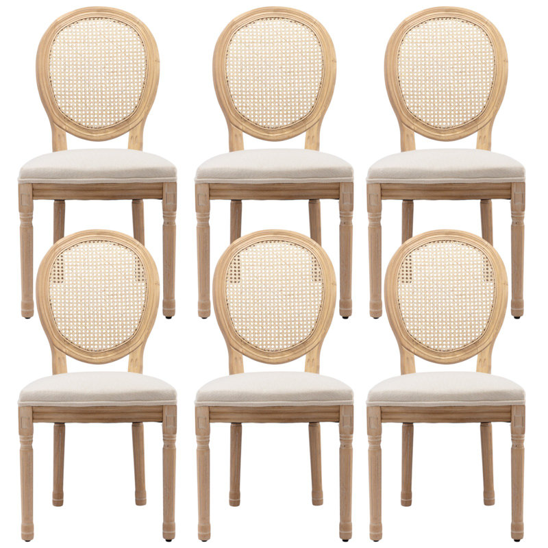 Chaise d'appoint rembourrée H 19,7 po Amando, 6, Beige, Bois de chêne
