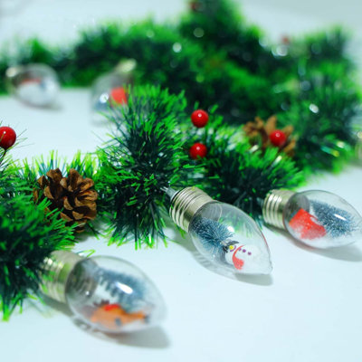 Christmas Garland With Lights, 8.2 FT Battery Operated Powerd 12 LED Bulb Lights Pine Cones Red Berry Decorations Lighted Xmas Lit Prelit Indoor Outdoor Window Home Mantle Fireplace Office Table Décor