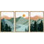«Pastel Green Mountain Forest River», reproduction sur toile 3 pièces-91022096-91177533