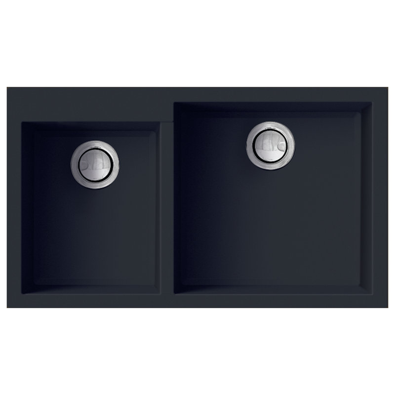 Transolid 18.66'' W Double Bowl Granite Kitchen Sink, Black