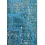 Tapis unique bleu, bleu sarcelle et vert pin des années 1930 de 5 pi 1 po x 8 pi 3 po Overdye Embroidered