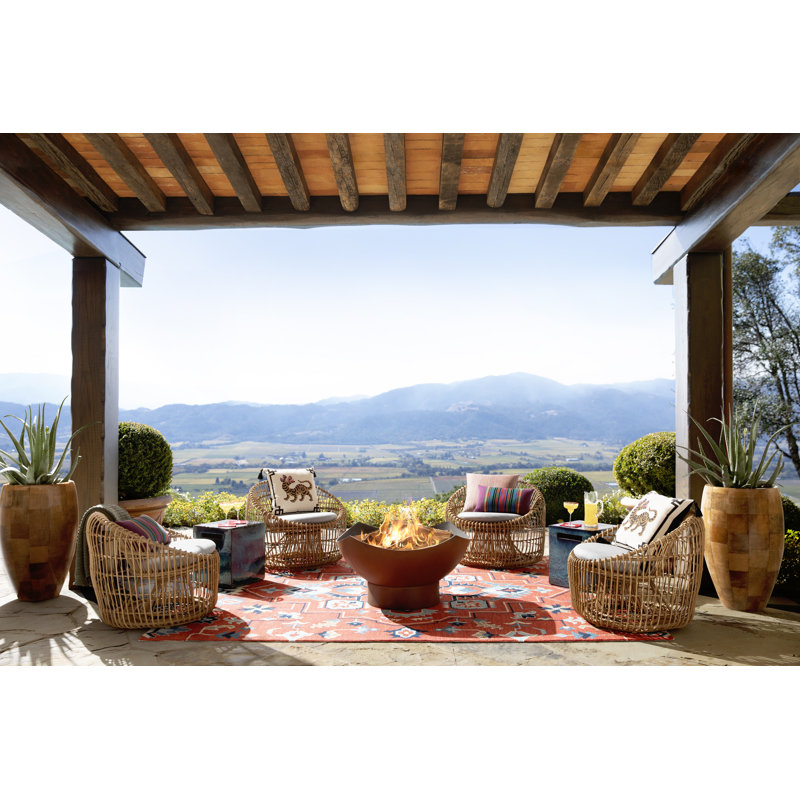 Davenport Outdoor Square Side Table, Flow Blue