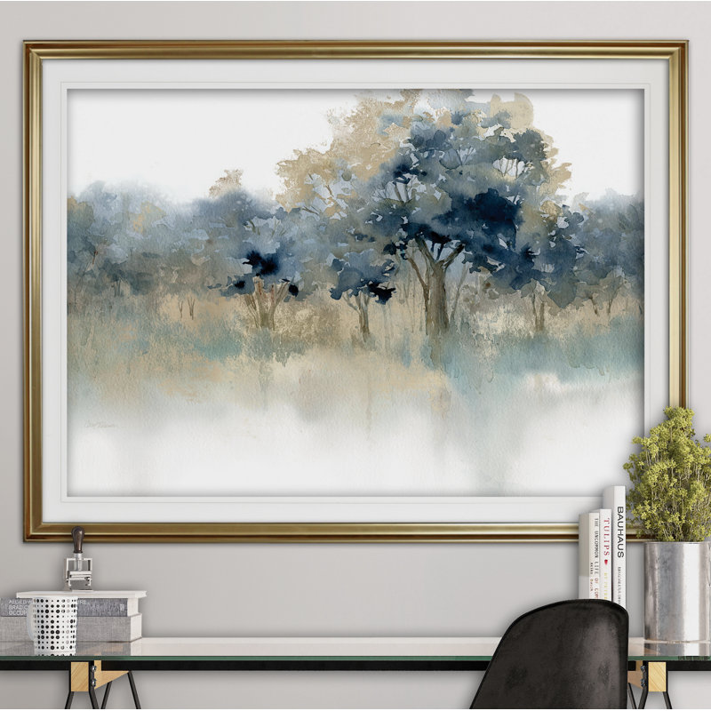 « eaux edge ii », reproduction de peinture à l’acrylique encadrée, Or, 30x42 taille extérieure