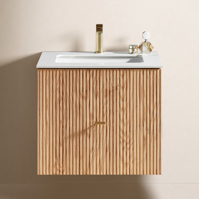 Ula 42" Natural Oak With White Countertop, Natural Oak, White