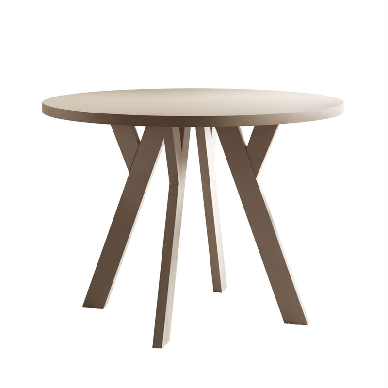 Extendable Round Metal Base Dining Table, Cashmere, Cashmere