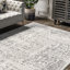 Tapis traditionnel rétro gris à motif de médaillon Etasha-1117893744