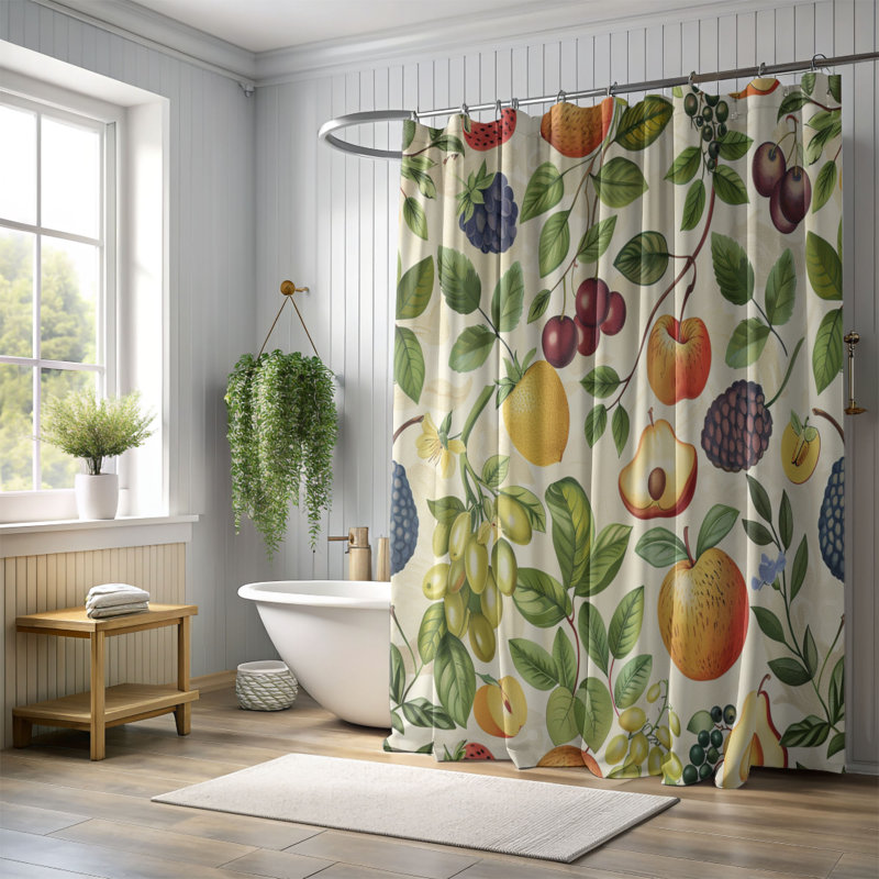 Fresh Kiwi - Rideau de douche Premium, H 74 po x l 71 po