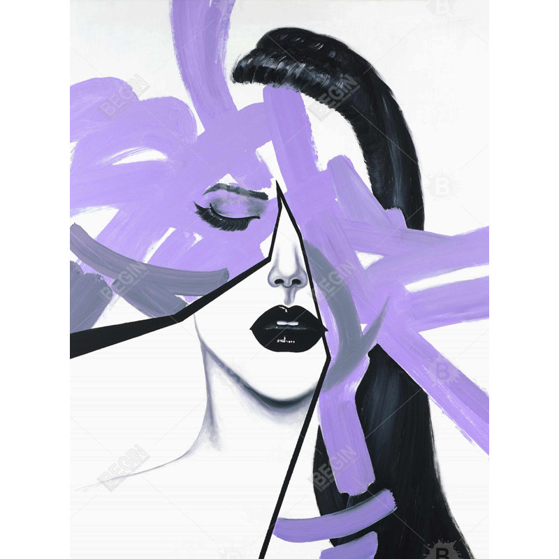 Abstract blue woman portrait Bath Mat with Non-Slip Backing - Quick Dry Memory Foam Bathroom Rug - Absorbent - Modern Plush Spa-Style - Machine Washable