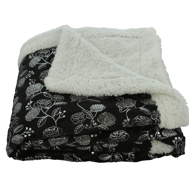 jeté sherpa réversible moelleux élégance Pylle Hill, Noir