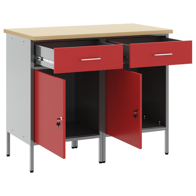 Work Cabinet with Drawer, Red