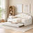 Full Size Upholstery Daybed Frame with Shall Shaped Backrest and Trundle Guest Bed-853442381-820612344