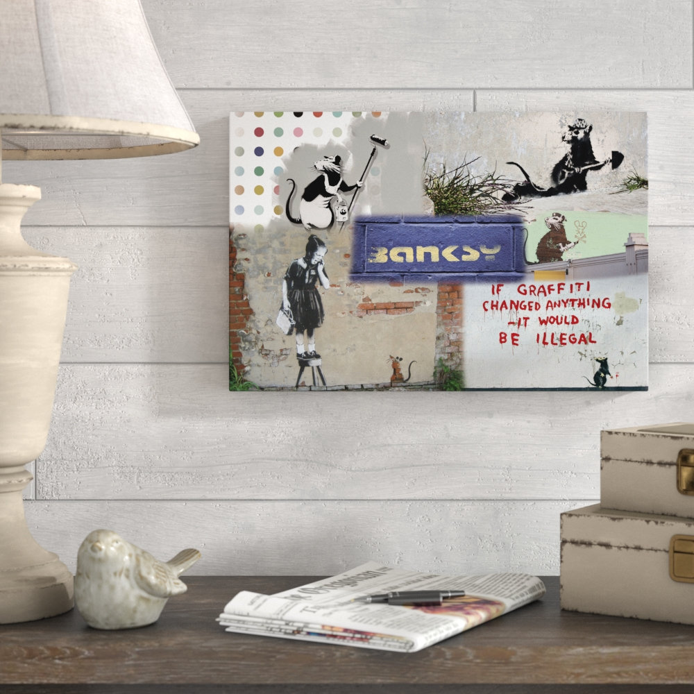 Rat Collage by Banksy - Wrapped Canvas Print
