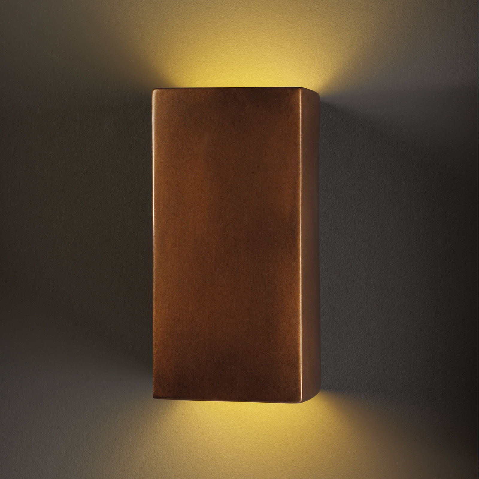 Nomad Outdoor Ceramic LED Wall Light, Antique Copper, 13.5" H x 7.25" W x 6.5" D, Bulb
