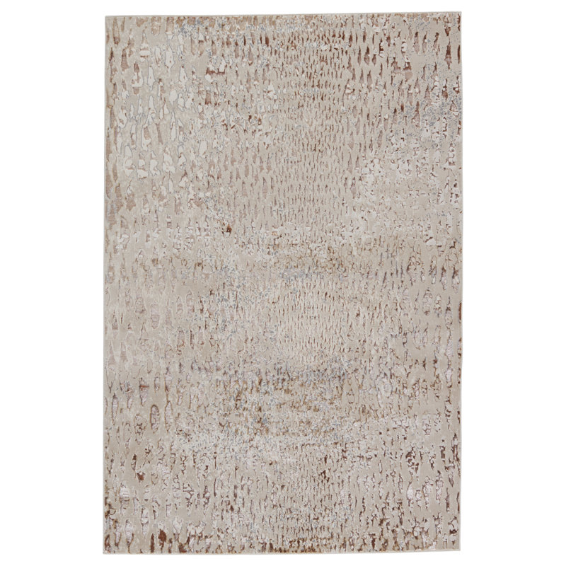 Tapis beige à imprimé animalier Malilla, Rectangle 6 pi 7 po x 9 pi 6 po
