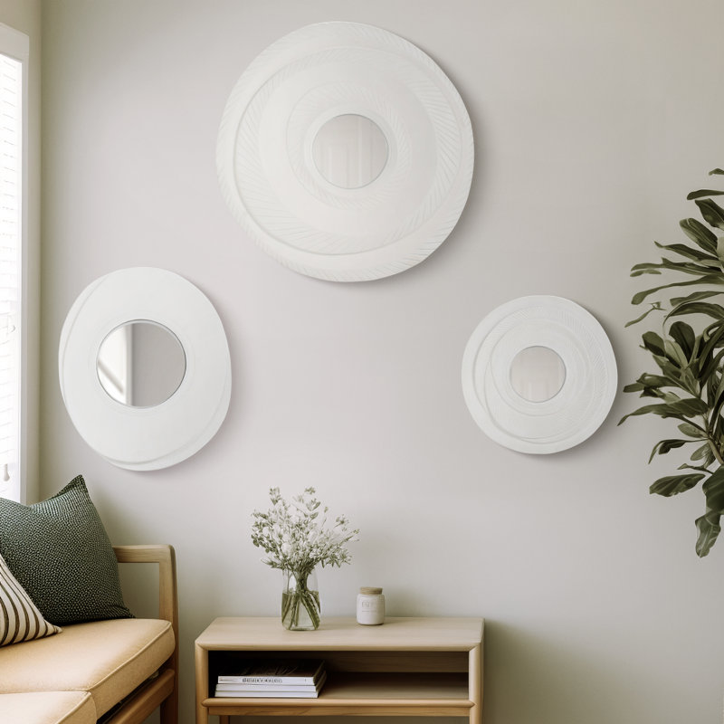 Orren Ellis 3-Piece 15/17/24" Crescendo Dimensional Convex Mirror, Resin, Gray