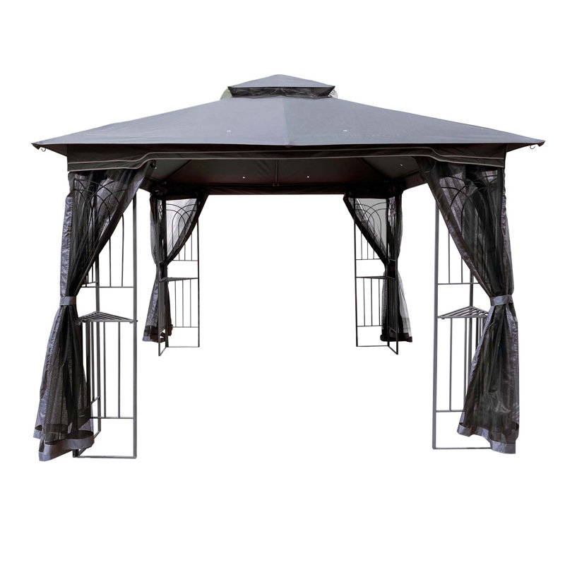 Outdoor Patio Gazebo Canopy Tent With Ventilated Double Roof And Mosquito net(Detachable Mesh Screen On All Sides),Suitable for Lawn, Garden, Backyard and Deck