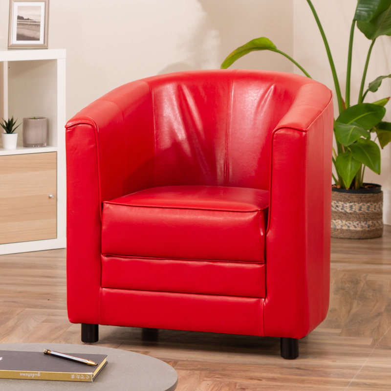 Kimberley-Jo Faux Leather Barrel Chair, Red