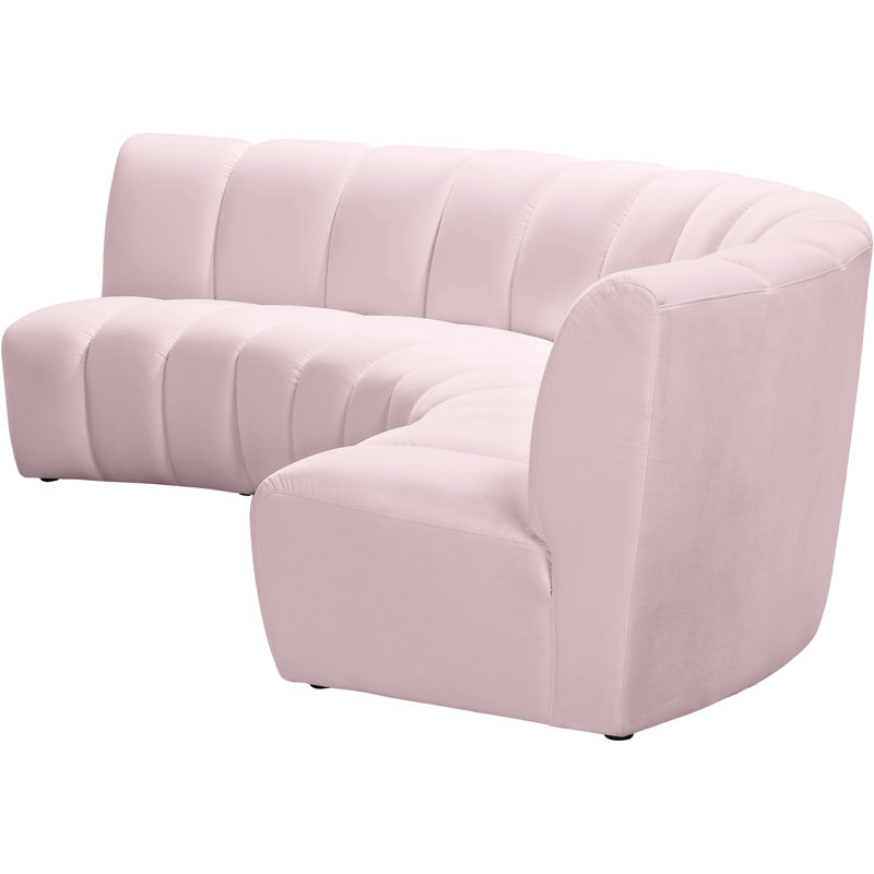 Canapé modulaire en velours Infinity, Velours rose, 3 pièces