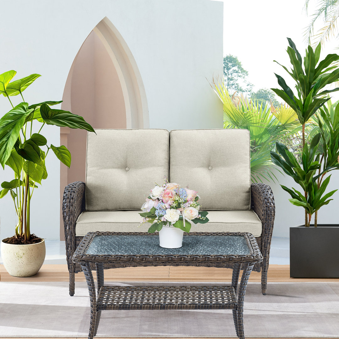 Gaetanino 2 - Person Patio Conversation Sets with Cushions Red Barrel Studio® Frame 