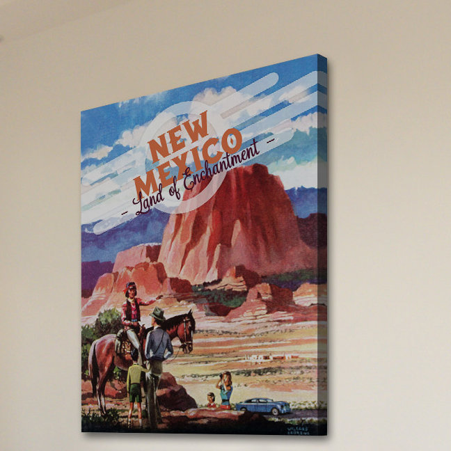 « travel new mexico », reproduction d’art sur toile tendue, H 52 po x l 40 po x P 1,5 po