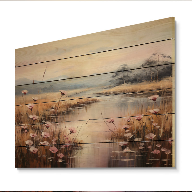 «Meadow Serene Morning» sur bois, H 30 po x l 40 po x P 0,78 po
