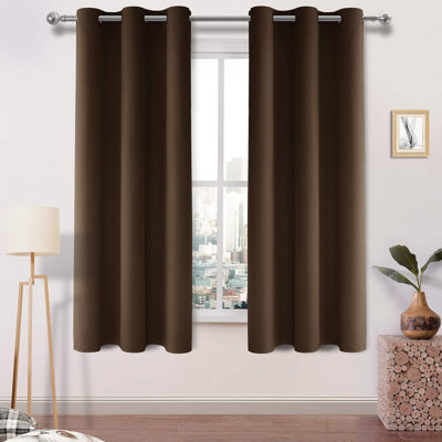 2 Thick Panels Room Darkening Blackout Curtains, Thermal Insulated Block Out Light Grommet Drapes