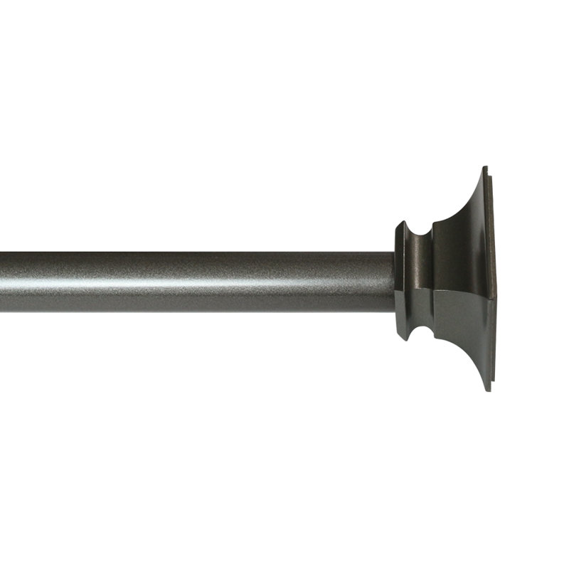 5/8" Flat Square Adjustable Single Curtain Rod Silver/Dark Grey/ Matte Black, 48" - 84", Dark Gray