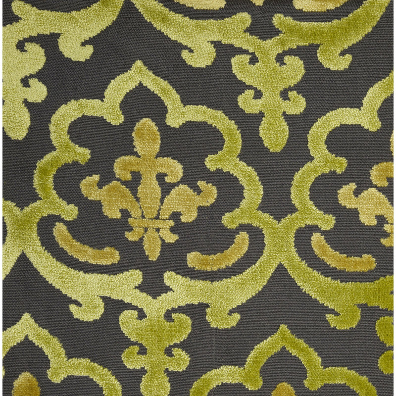 Marrakesh - Damask Pattern Cut Velvet Upholstery Fabric, Grass