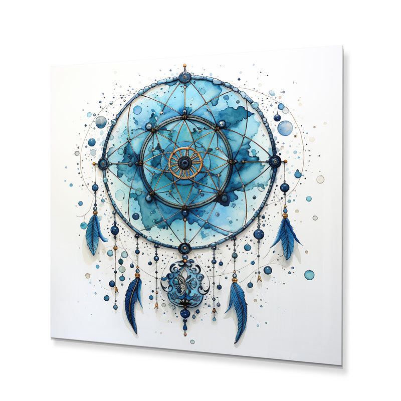 Blue Dream Catcher Minimalist Serenity III - paysages, art mural en métal, H 16 po x l 16 po x P 1 po