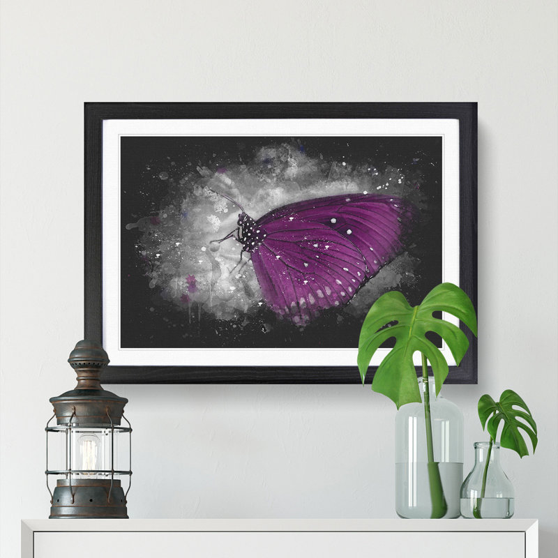 Butterfly upon a Flower - Picture Frame Graphic Art Print, Black Framed, 24cm H x 33cm W x 2cm D