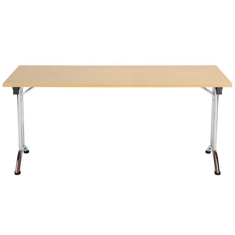 Buariki Rectangle Modular Training Table, 72.5cm H x 160cm W x 70cm D, Oak, Chrome