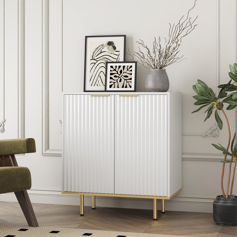 Valency Solid Wood Accent Cabinet, Gold, White