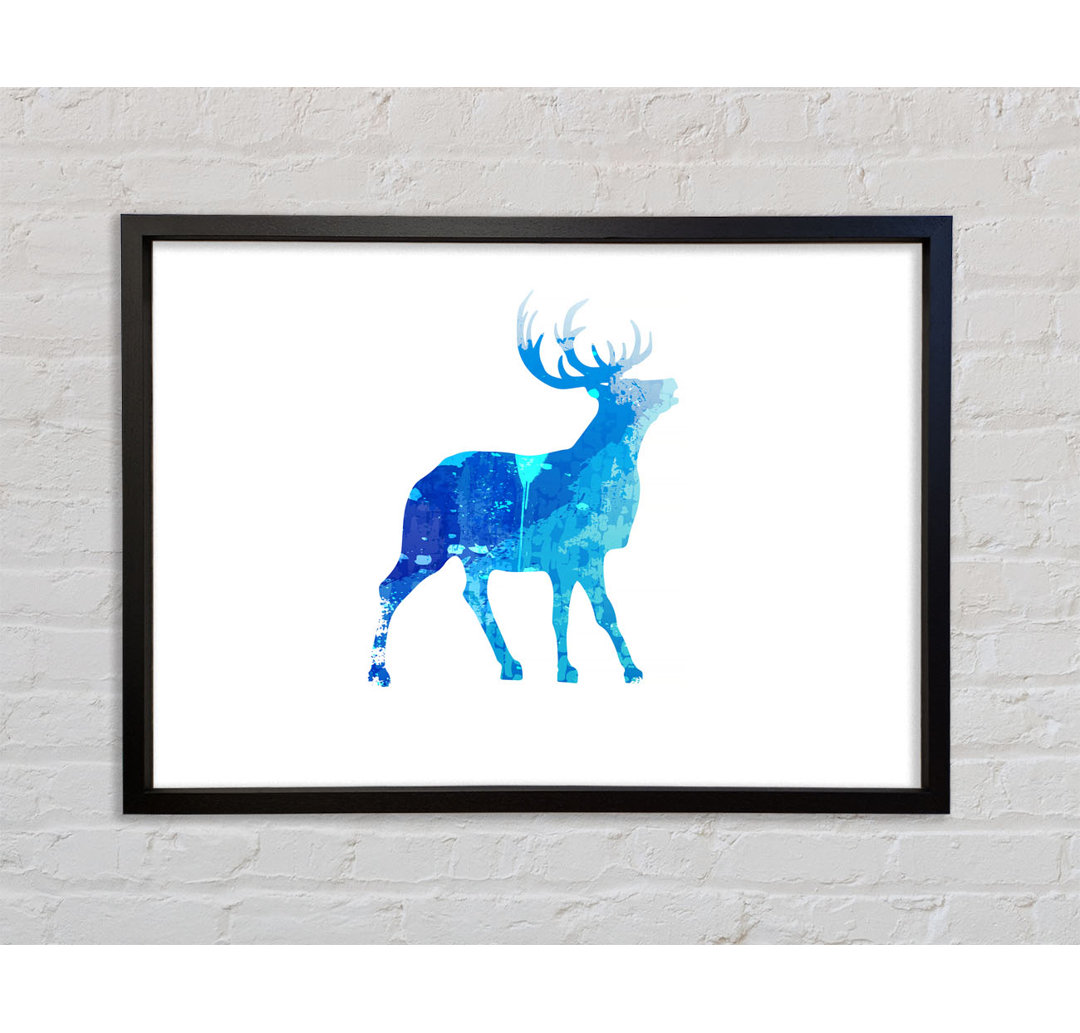 Blue Stag Calling - Einzelner Bilderrahmen Kunstdrucke auf Leinwand