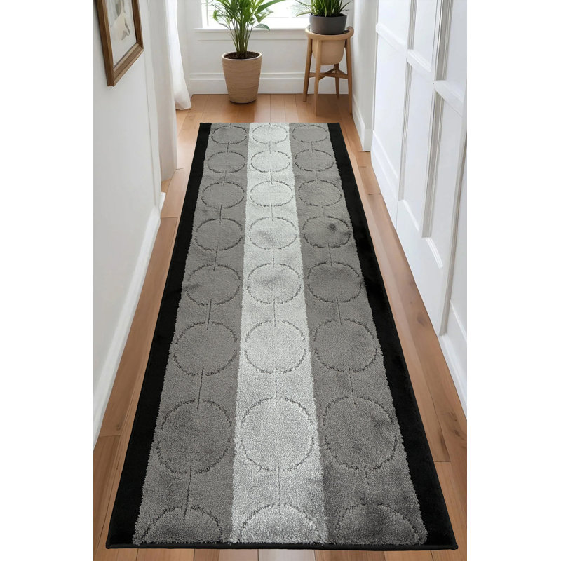 Custom Size Runner Rug with Geometric Gray Design, Runner 2'2" x 17'