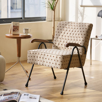 Motif de fauteuil en tissu coloré, chaise d'appoint moderne à haut dossier, chaises de salon avec pieds en métal et rembourrage doux, chaises de canapé pour le bureau personnel, la chambre à coucher, la salle à manger