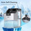 Machine à glaçons en acier inoxydable 44 LBS avec autonettoyant, minuterie 24H, réservoir d'eau 3 QT - Portable pour la maison, la cuisine, le bureau, le camping, le camping-car, le bar