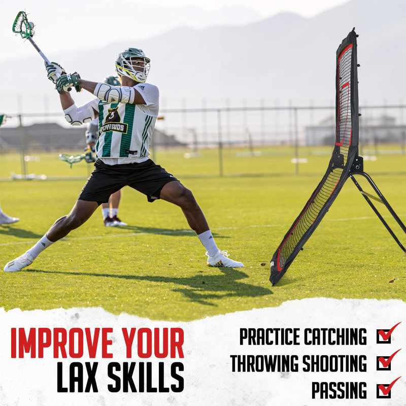 Zealfeel 4x7FT Lacrosse Rebounder with 5 Angles, Target Strip & Net for Multi-Sport Training, 38.1" H x 15.2" W x 4.7" D